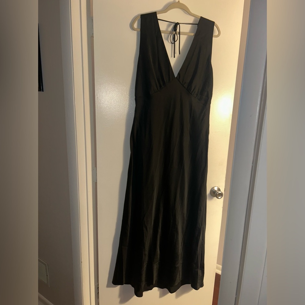 Abercrombie floor length black satin dress